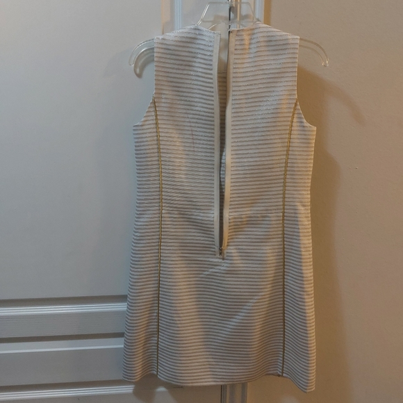 PUNCH A line Gold and Cream Over The Knee length Dress Size 4 - Picture 4 of 12